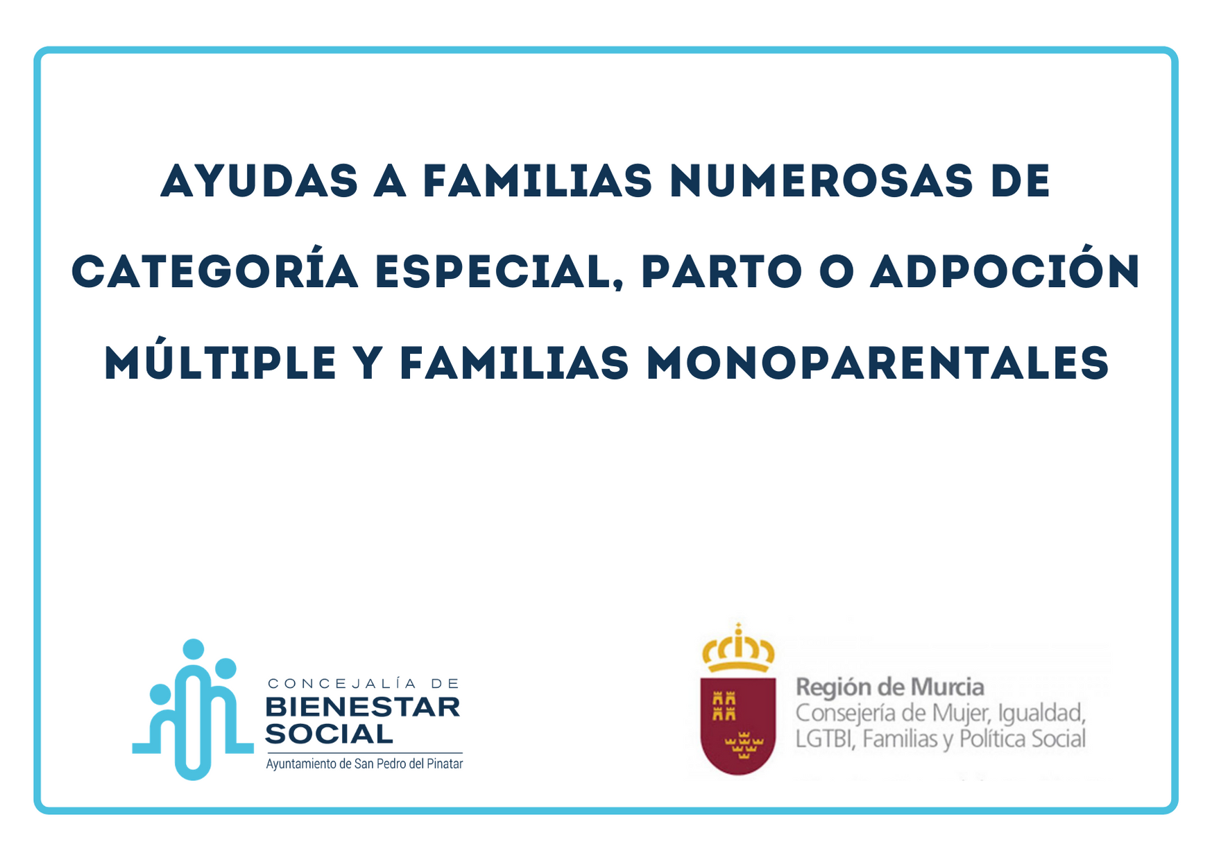 Abierto el plazo de solicitud de ayudas para familias numerosas de categoría especial, parto o adopción múltiple, y familias monoparentales