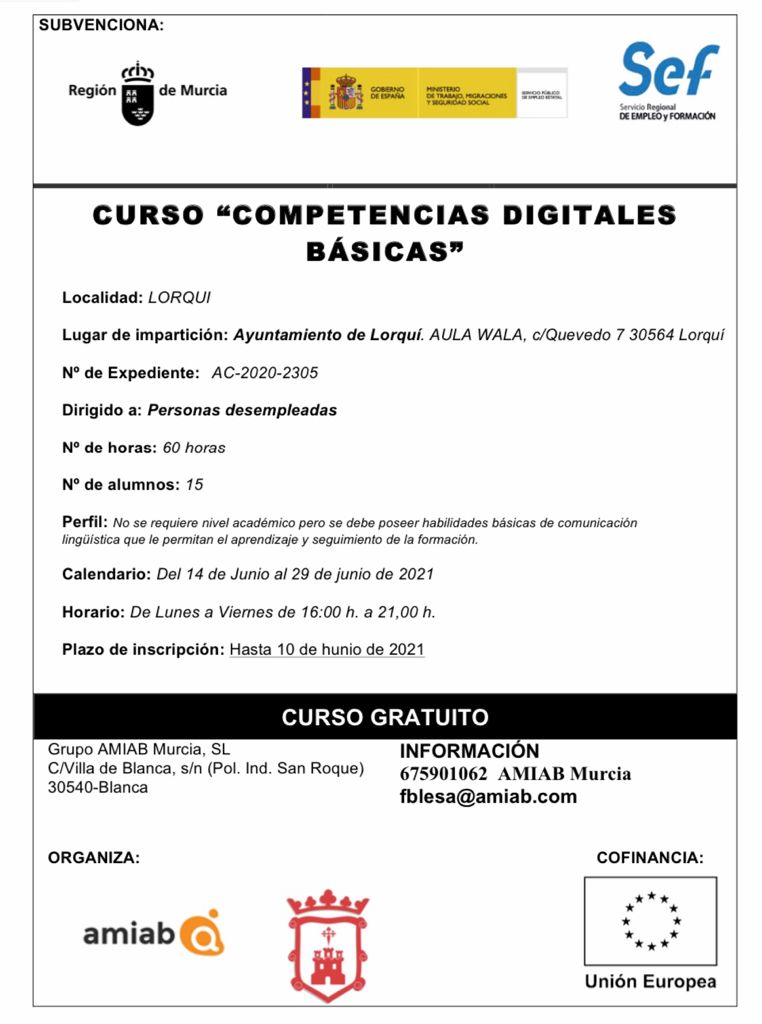 Curso ‘Competencias digitales básicas’ de AMIAB