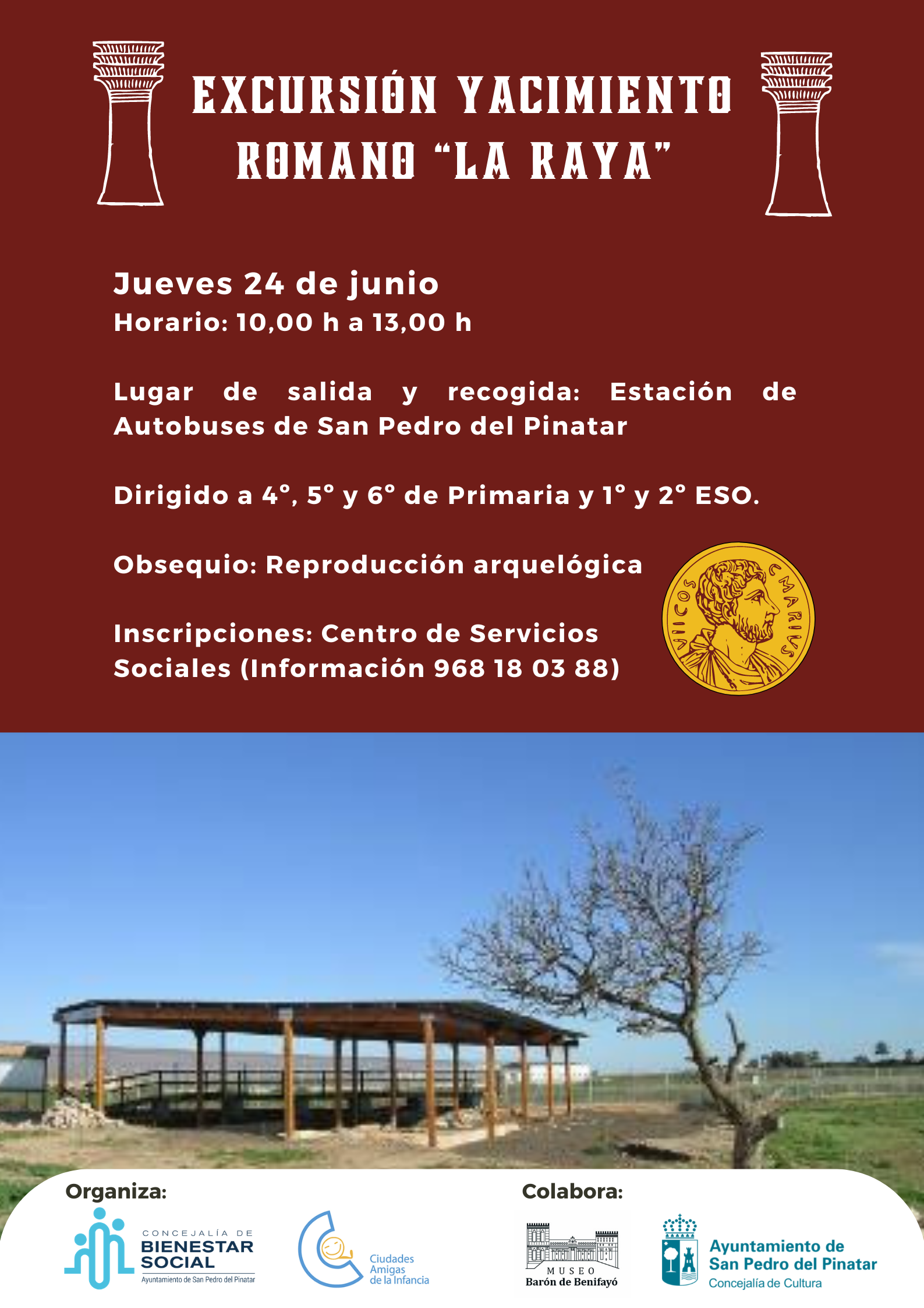 Una excursión al yacimiento romano de La Raya invita a los más pequeños a descubrir el pasado pinatarense