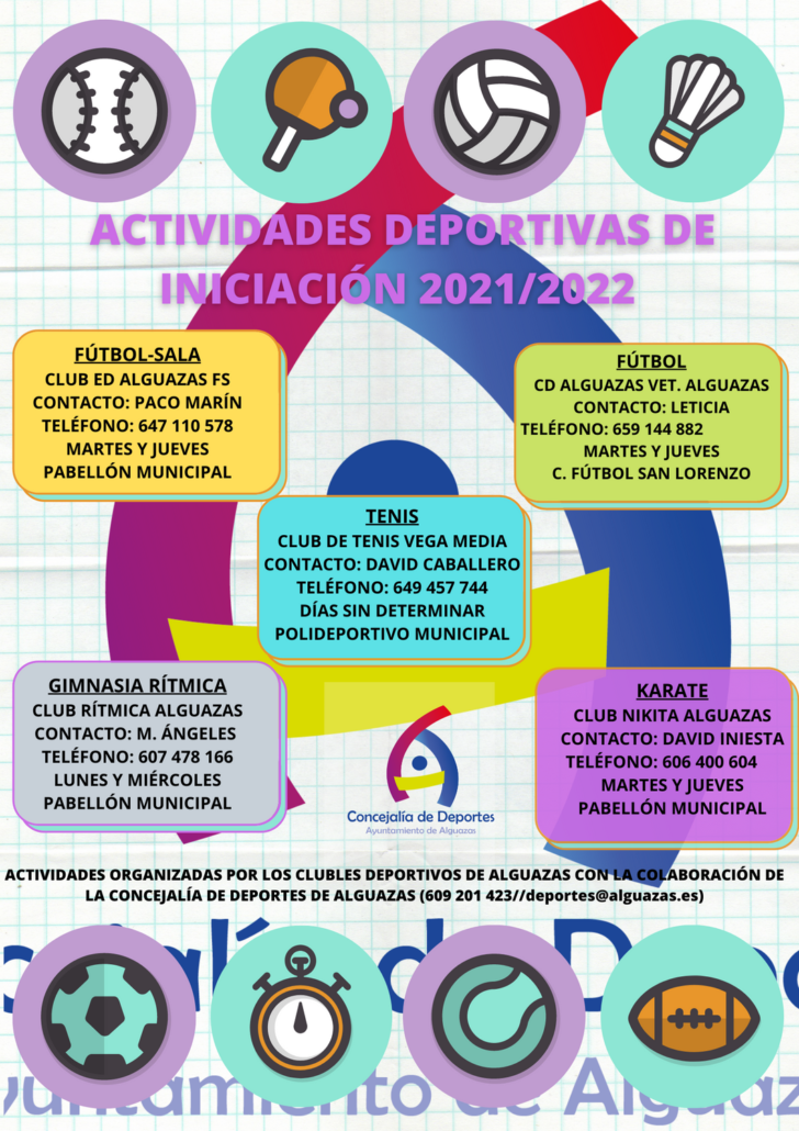 La Concejalía de Deportes anuncia las actividades deportivas de iniciación para el curso 2021/22