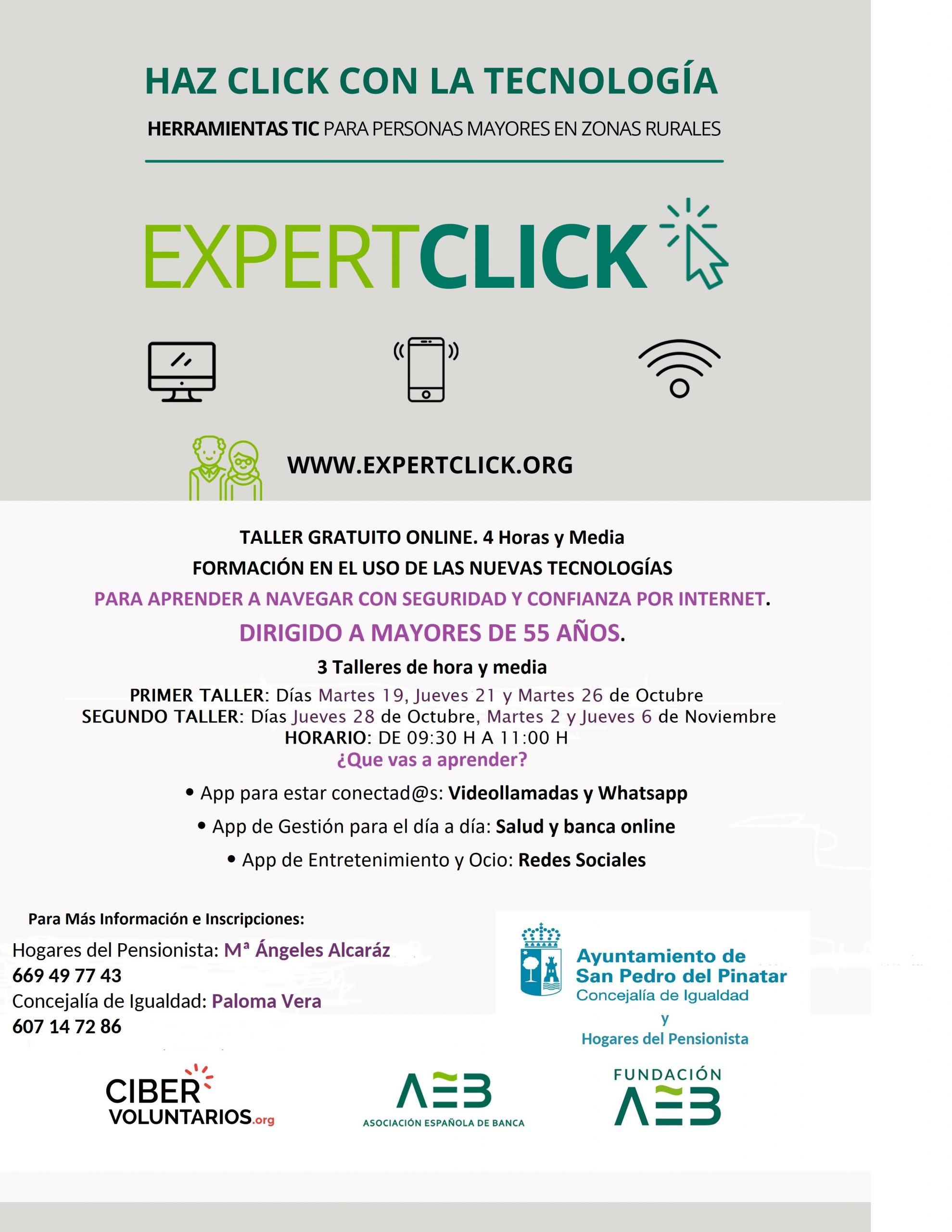 La concejalía de Igualdad en colaboración con los hogares del pensionista, pone en marcha talleres de formación en el uso de las nuevas tecnologías