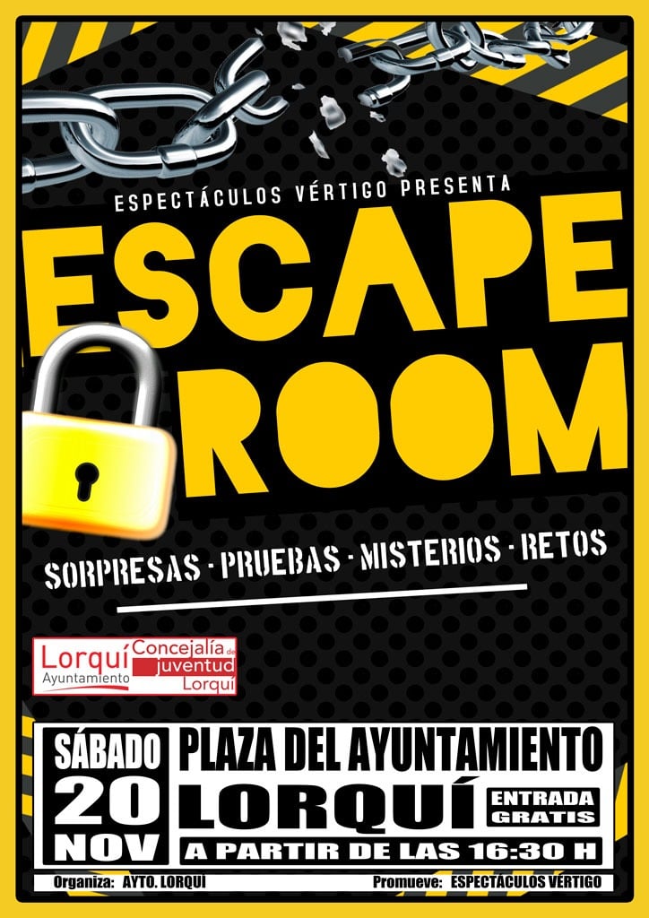 Escape Room ‘Escápate de la cárcel’. 20 noviembre – 16.30 horas.