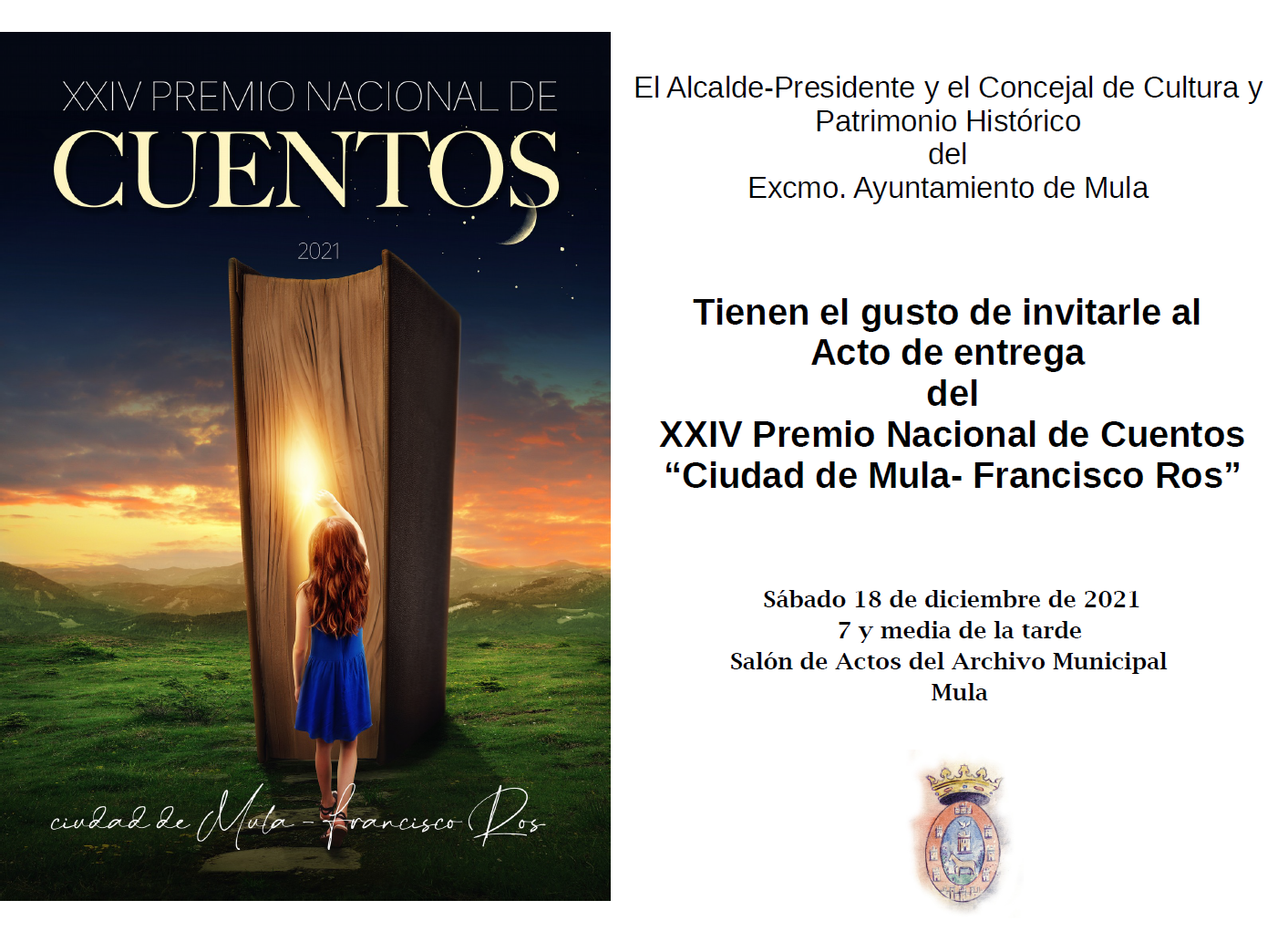 Acto de entrega XXIV Premio Nacional de Cuentos “Ciudad de Mula- Francisco Ros” – Cambio de lugar