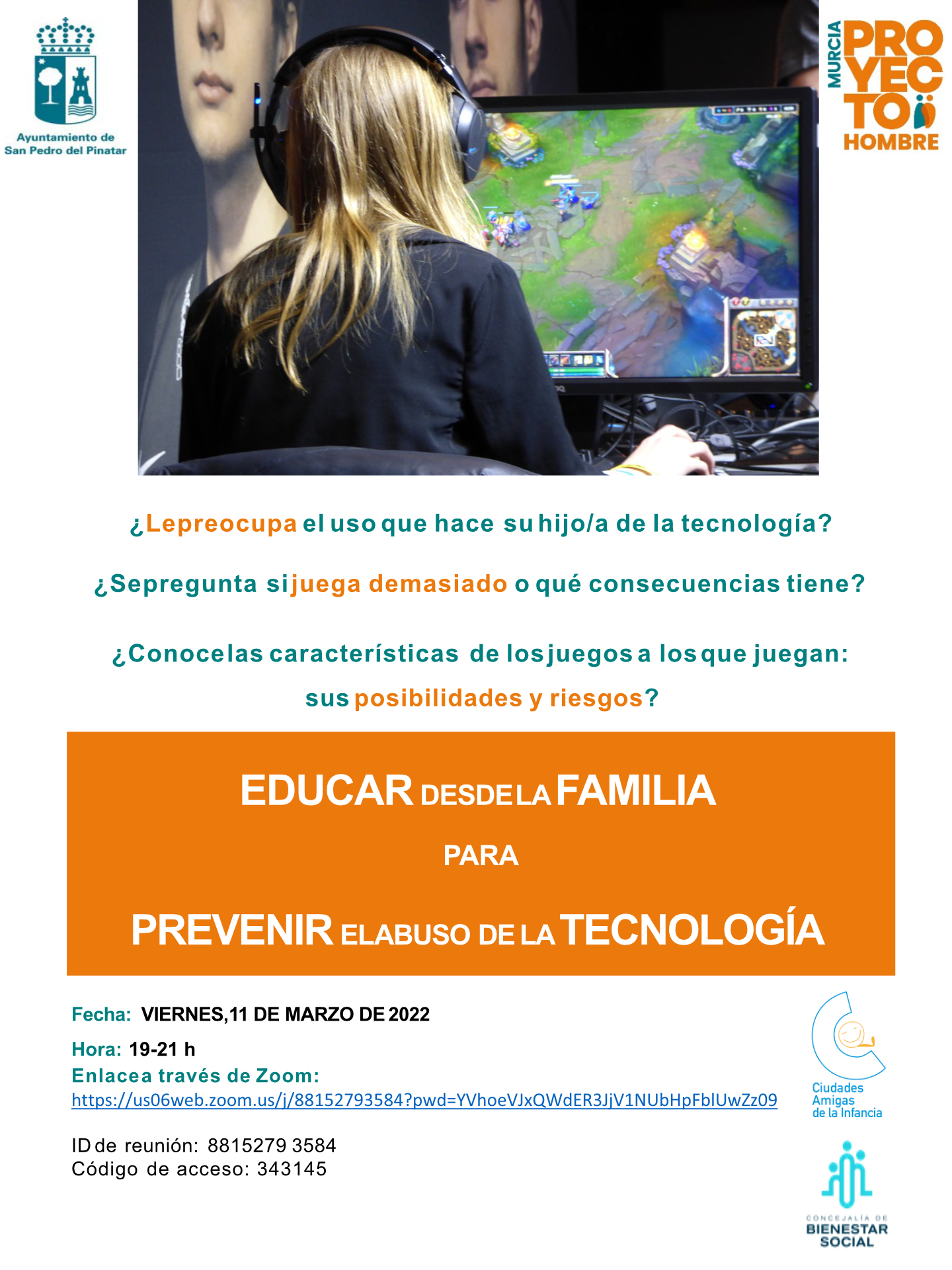 Bienestar Social y Proyecto Hombre coordinan un programa de prevención de adicciones con y sin sustancias