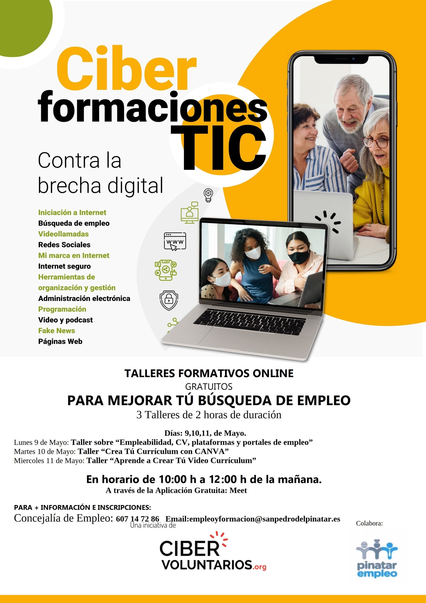 Fundación CIBERvoluntarios.org organiza tres talleres en colaboración con la Concejalía de Empleo para Mejorar la Empleabilidad de los Demandantes de Empleo