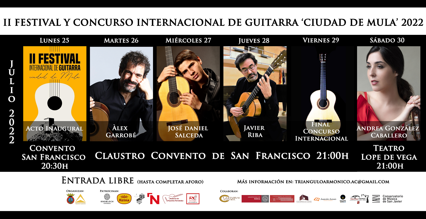 CULTURA | Programación II Festival y concurso internacional de guitarra "Ciudad de Mula" 2022