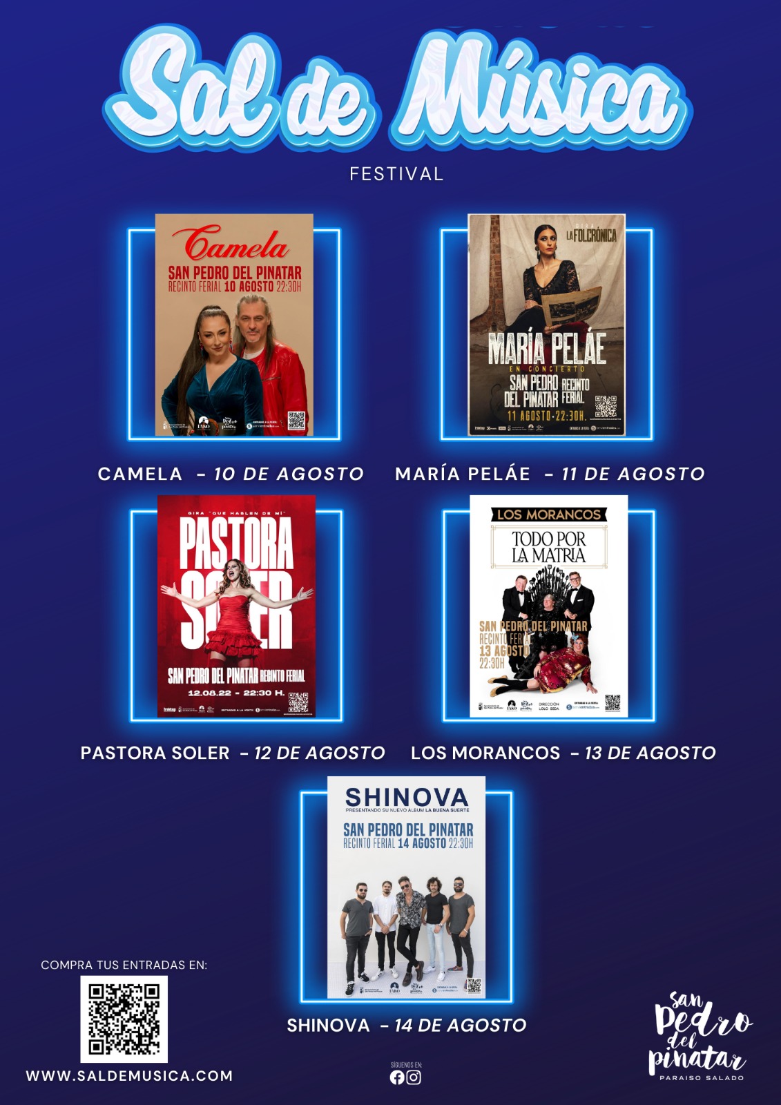 Sal de Música llega a San Pedro del Pinatar con Camela, María Peláe, Los Morancos, Pastora Soler y Shinova
