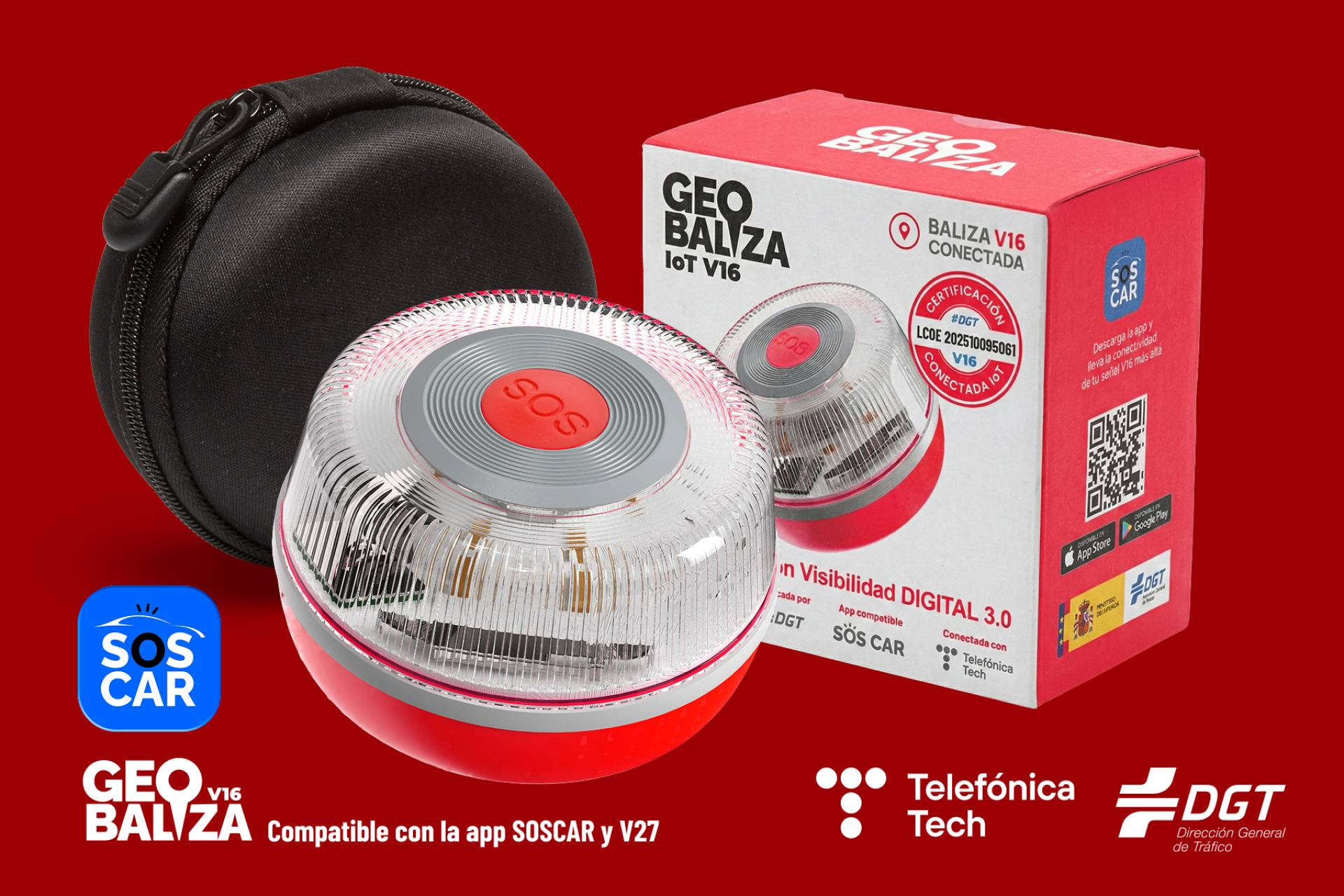 GEOBALIZA presenta la primera baliza V16 con triángulo virtual V27 integrado