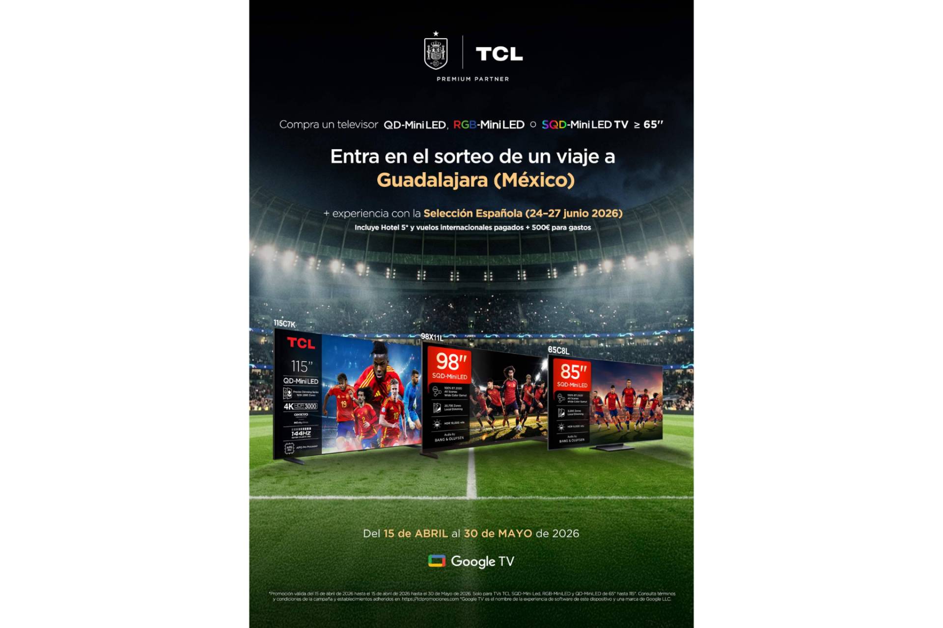 TCL sortea un viaje a México junto a la Selección Española y democratiza el gran formato con su gama de televisores de hasta 115 pulgadas